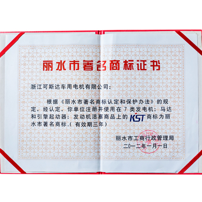 丽水市著名商标